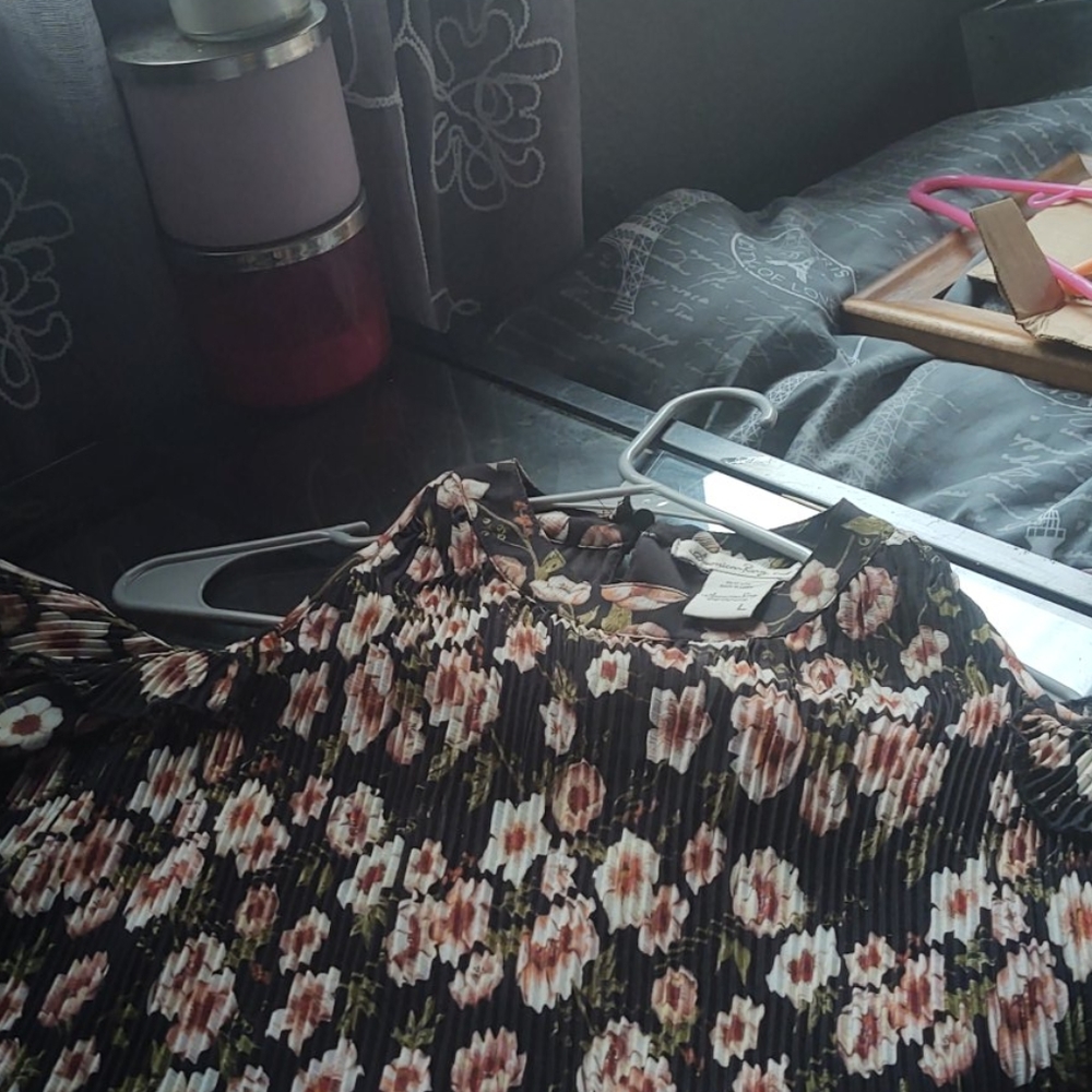 A floral black dress